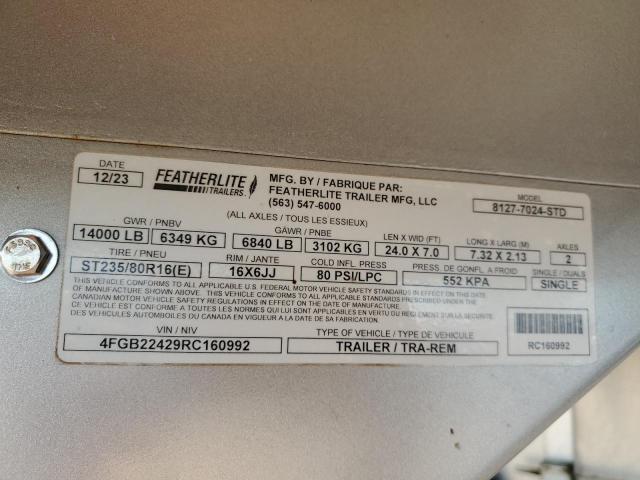 2024 Featherlite 8127-7024-STD Livestock Trailer