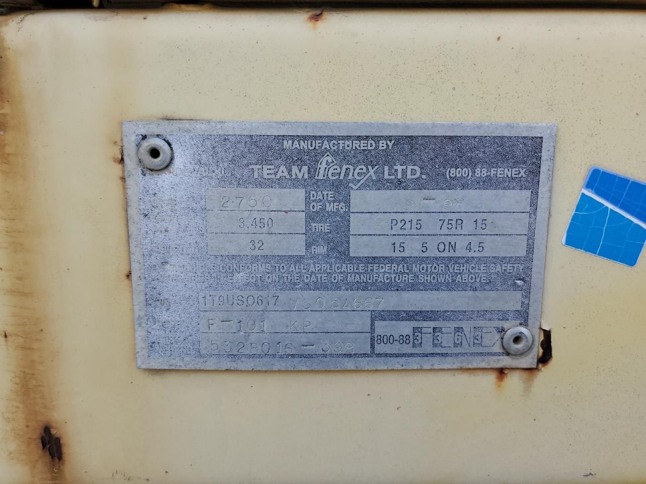 1998 Team Fenex F-101 KP Manhole Support Trailer