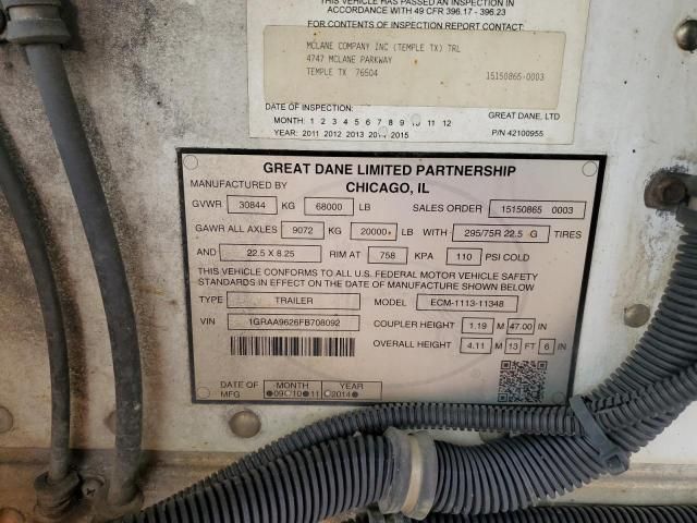 2015 Great Dane ECM-1113-11348 Refrigerated Van Trailer