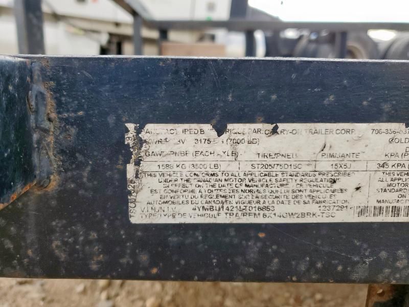 2020 Carry-On Y-ON 6X14GW2BRK-TSC Utility Trailer