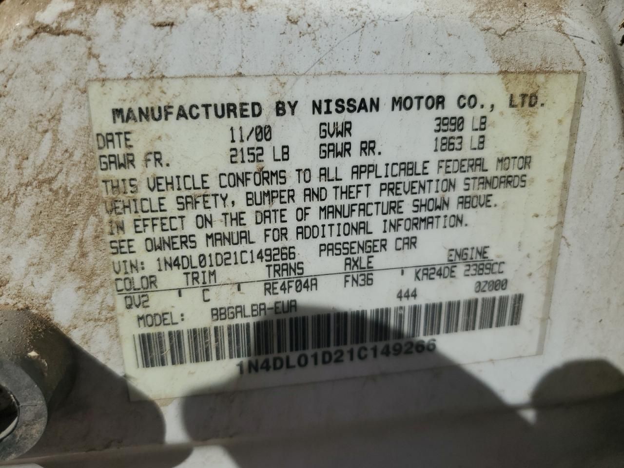 2001 Nissan Altima xe