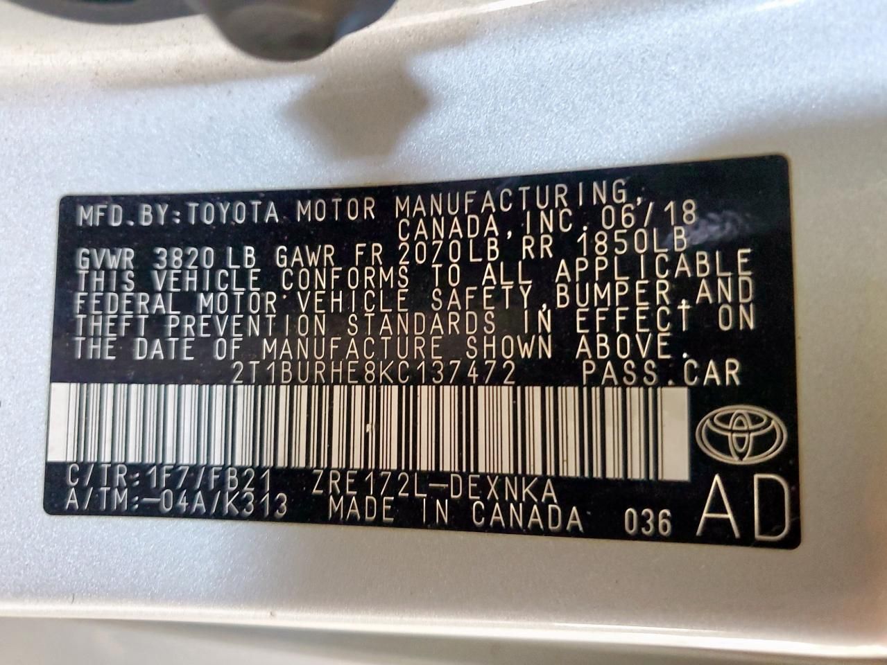 2019 Toyota Corolla l