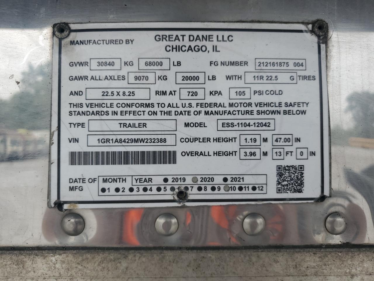 2021 Great Dane 2021 Great Dane ESS-1104-12042 Refrigerated Van TR