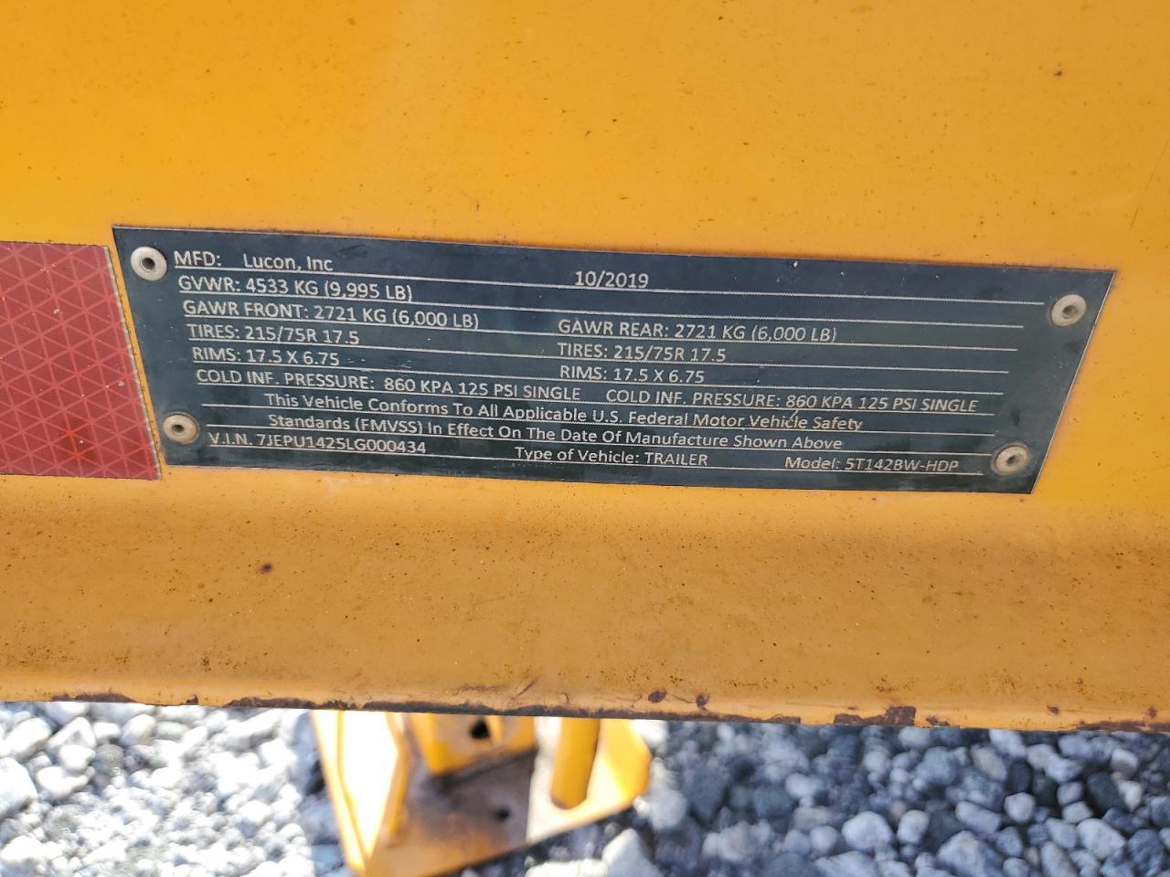 2020 Lucon 5T142BW-HDP Equipment Trailer