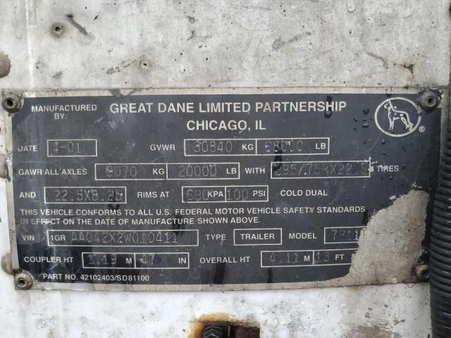 2002 Great Dane Refrigerated Van Trailer