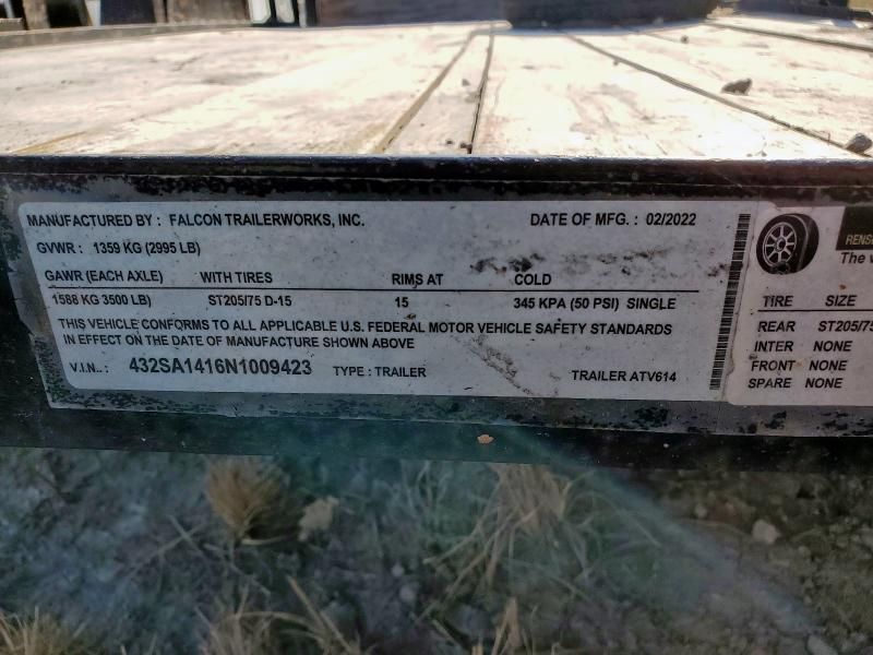 2022 Falcon ATV614 Utility Trailer