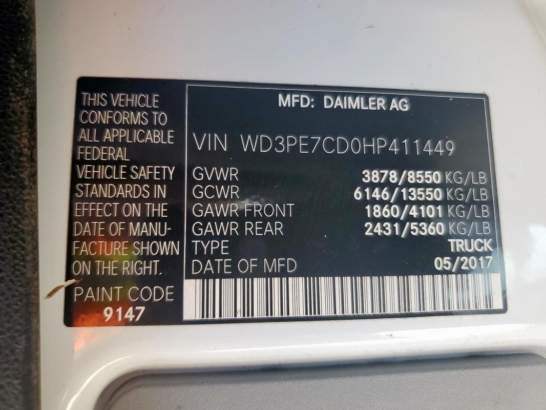 2017 Benzhou Sprinter Cargo 2500