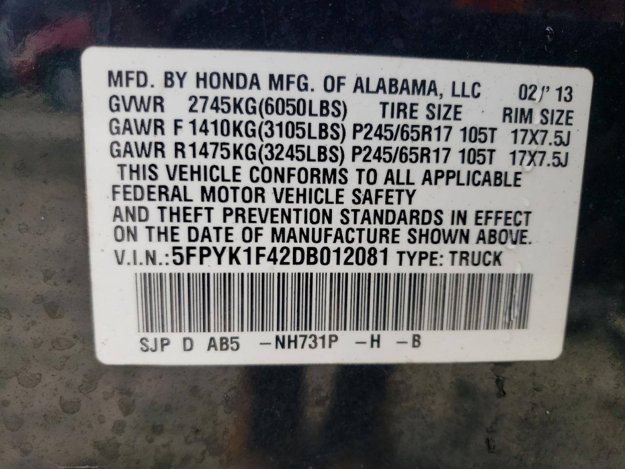 2013 Honda Ridgeline rts