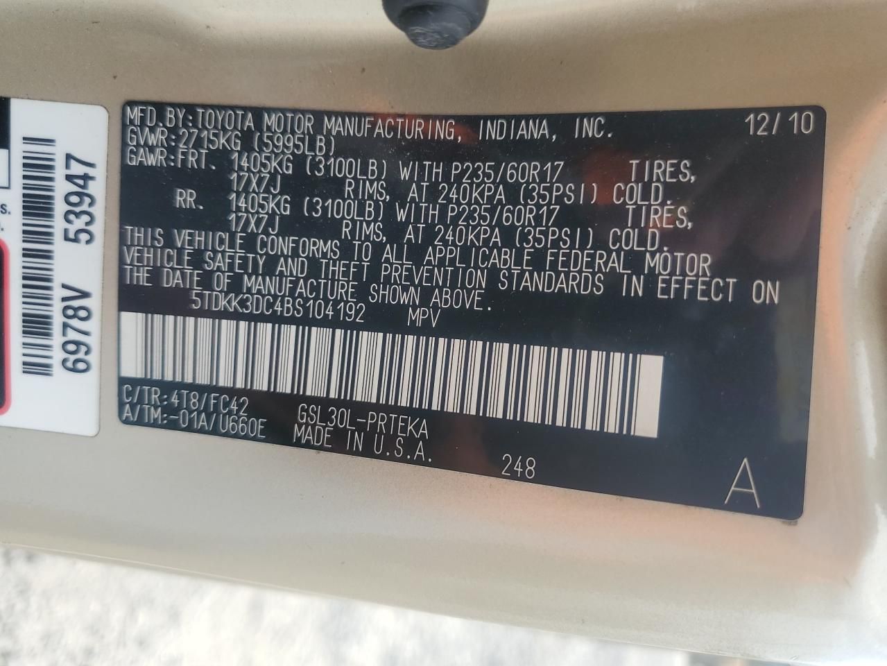 2011 Toyota Sienna le