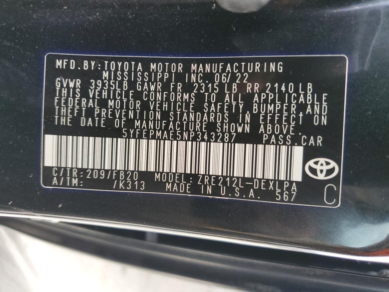 2022 Toyota Corolla le