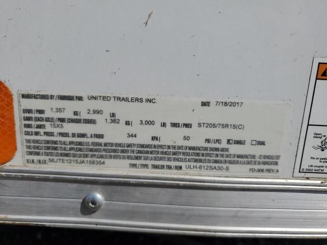 2018 United 2017 United ULH-612SA30-S Food Trailer