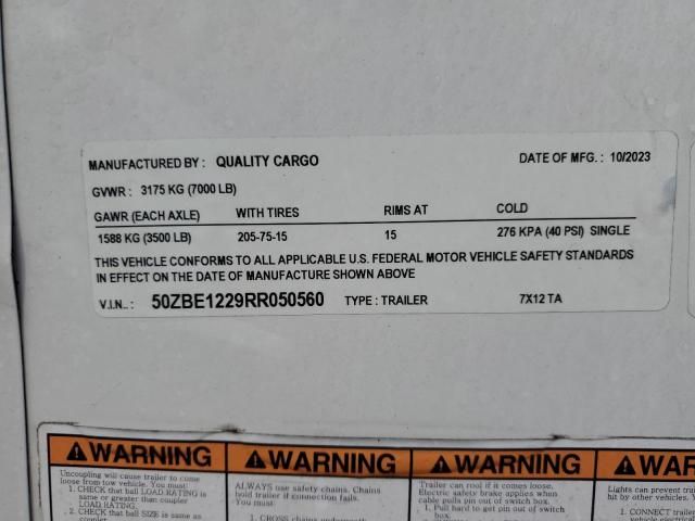 2024 Quality Cargo 2024 Quality 7X12 TA Enclosed Cargo Trailer
