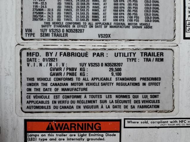 2022 Utility VS2DX DRY Van Trailer