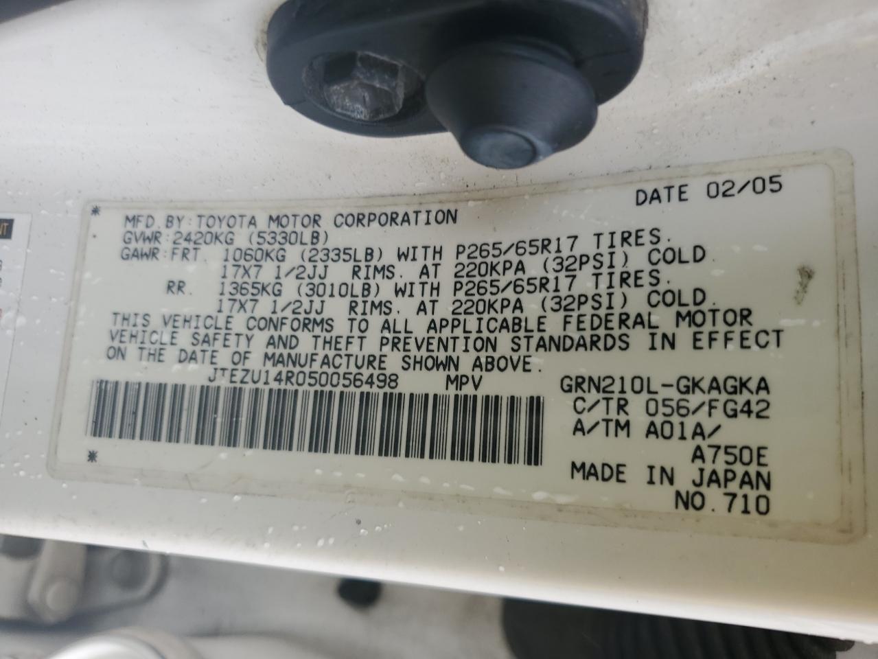 2005 Toyota 4runner SR5