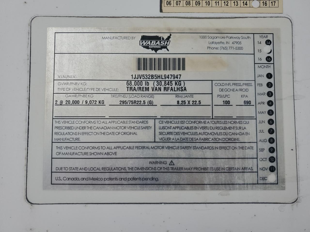 2017 Wabash SH Rfalhsa Refrigerated Van Trailer