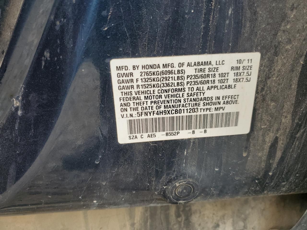 2012 Honda Pilot Touring