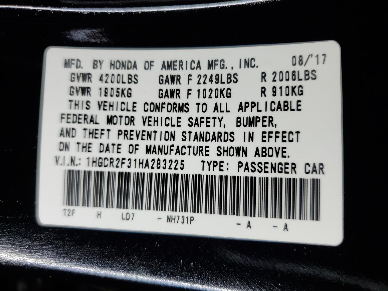 2017 Honda Accord lx