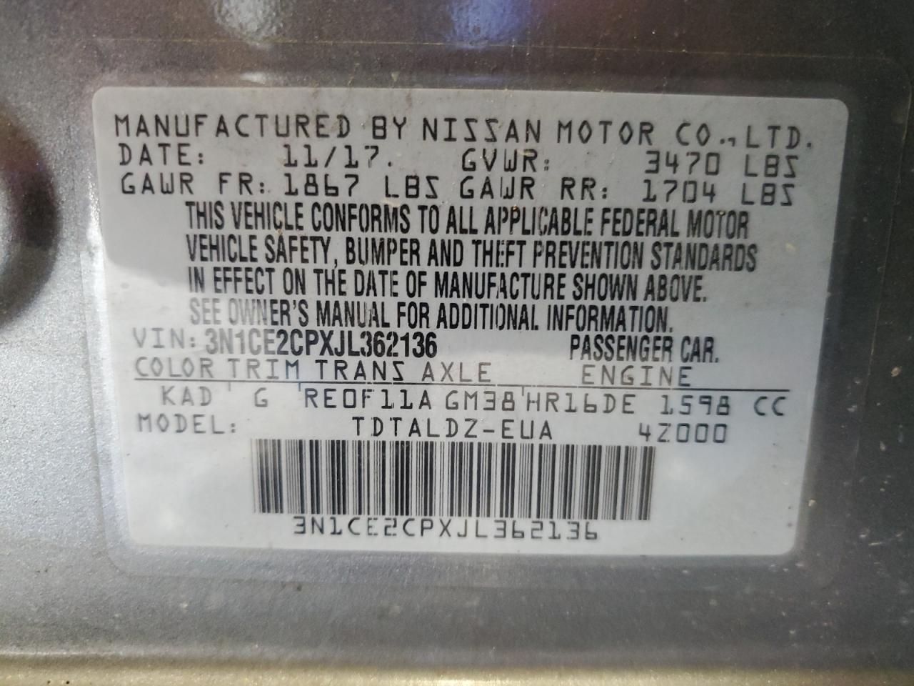 2018 Nissan Versa Note s