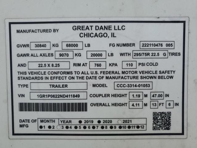 2022 Great Dane 2022 Great Dane CCC-3314-01053 DRY Van Trailer