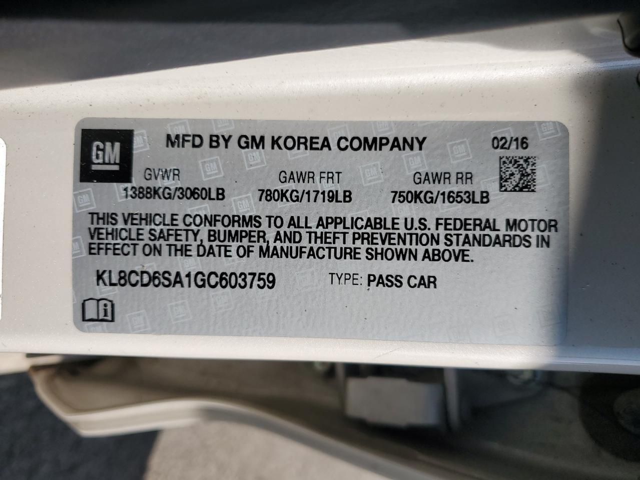 2016 Chevrolet Spark 1LT