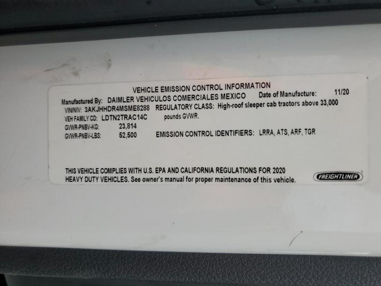2021 Freightliner Cascadia 126 Semi Truck