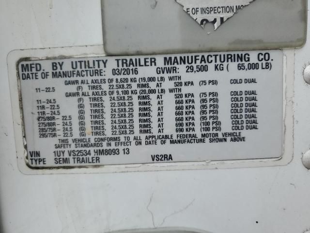 2017 Utility VS2RA Refrigerated Van Trailer