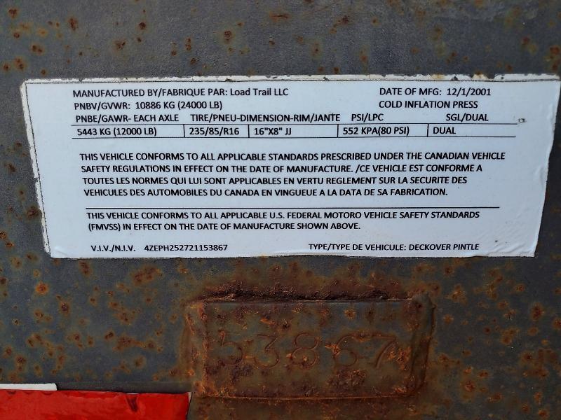 2002 Ldtl 2002 Load Trail Equipment Trailer