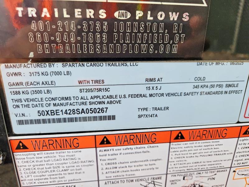 2025 Spartan Cargo SP7X14TA Enclosed Cargo Trailer
