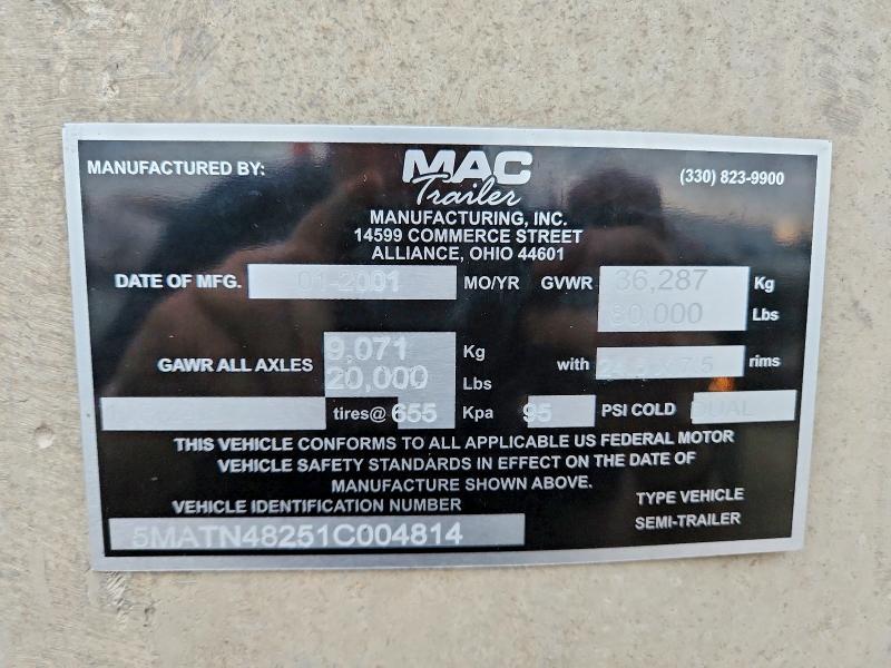 2001 MAC END Dump Trailer