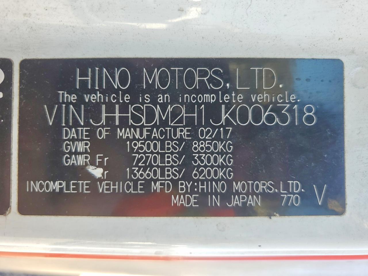 2018 Hino 195