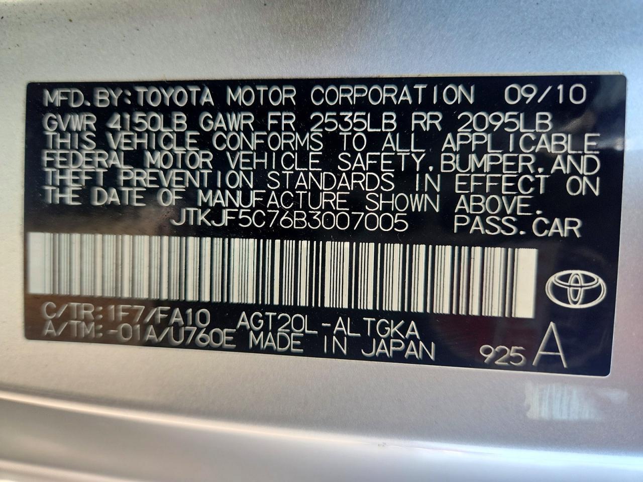 2011 Scion Tc Base