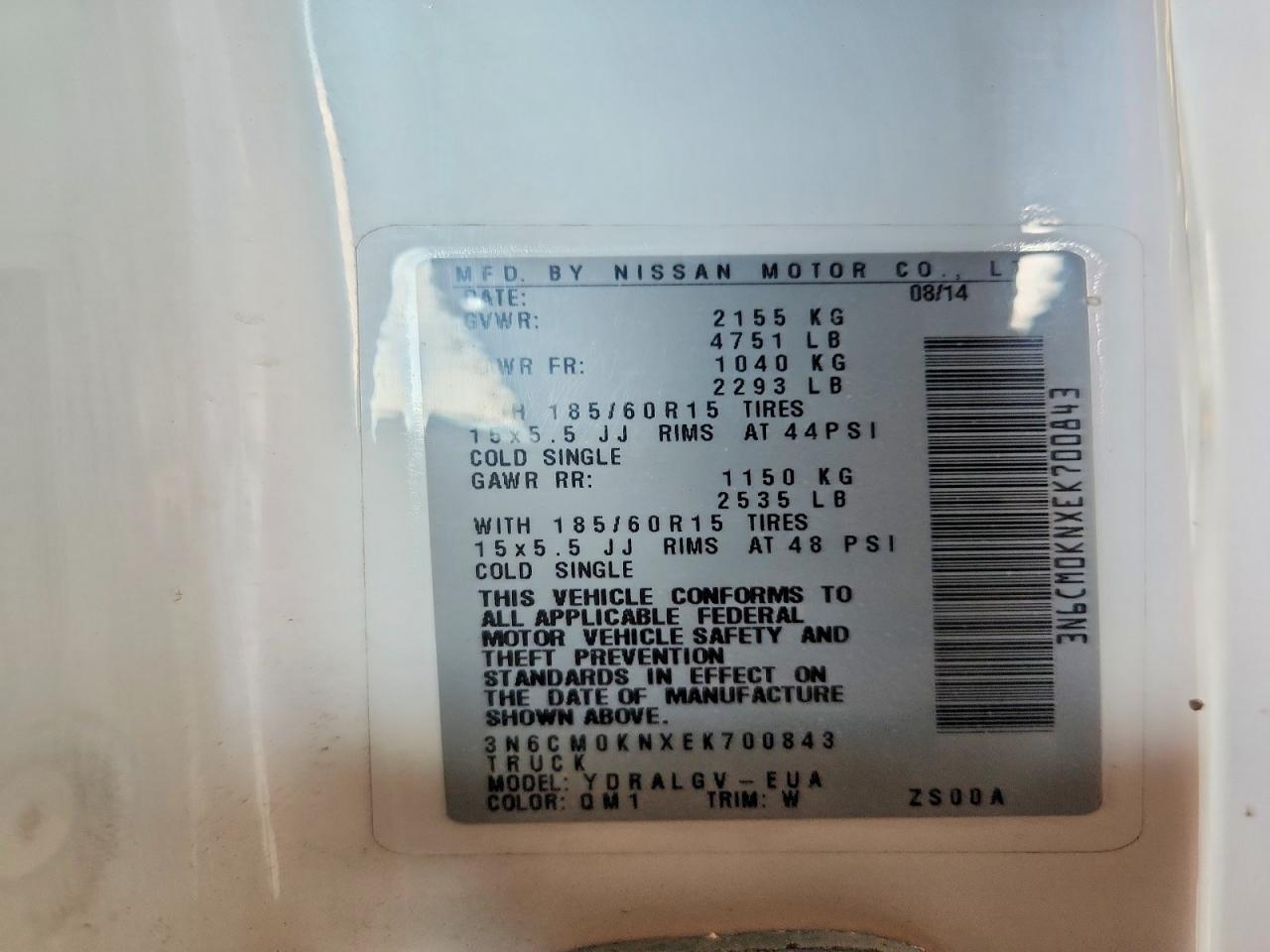 2014 Nissan NV200 Delivery Van