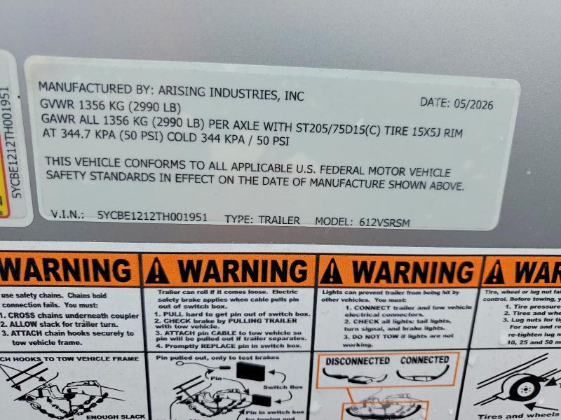 2026 Arising Industries 612VSRSM Enclosed Cargo Trailer