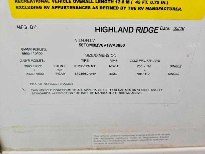 2027 Open Range 2027 Highland Ridge Open Range Camper