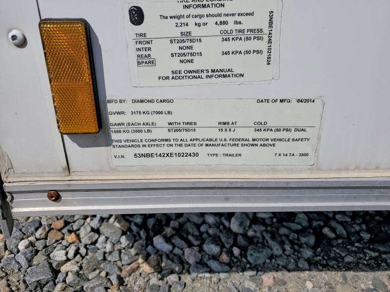 2014 Diamond Cargo 7X14TA Enclosed Cargo Trailer