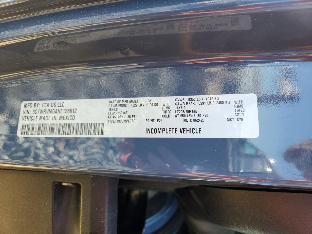 2022 Dodge RAM Promaster 3500 Delivery Truck