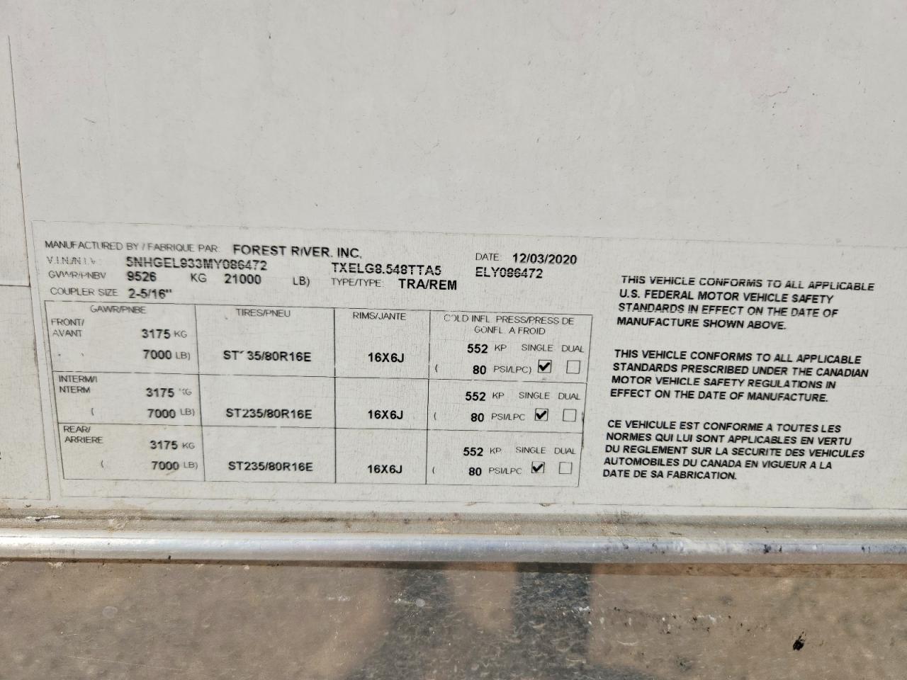 2021 Cargo 2021 Forest River TXELG8.548TTA5 Horse Trailer