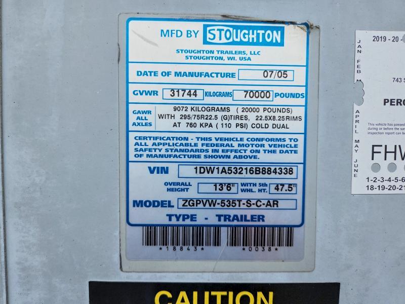 2006 Stoughton 53 2006 Stoughton ZGPVW-535T-S-C-AR DRY Van Trailer