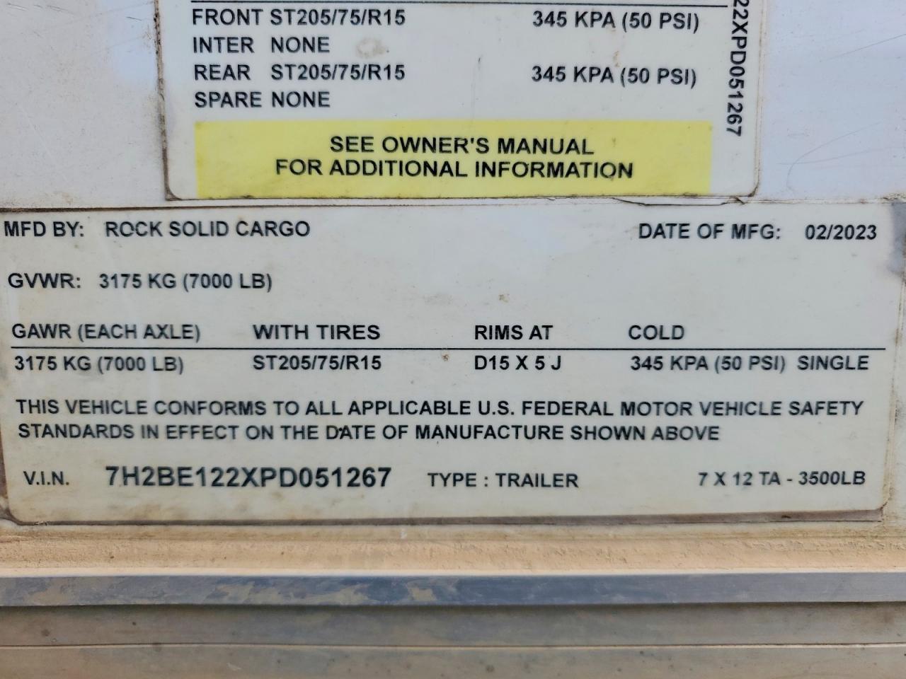 2023 Rock Solid Carg O 7X12TA Enclosed Cargo Trailer