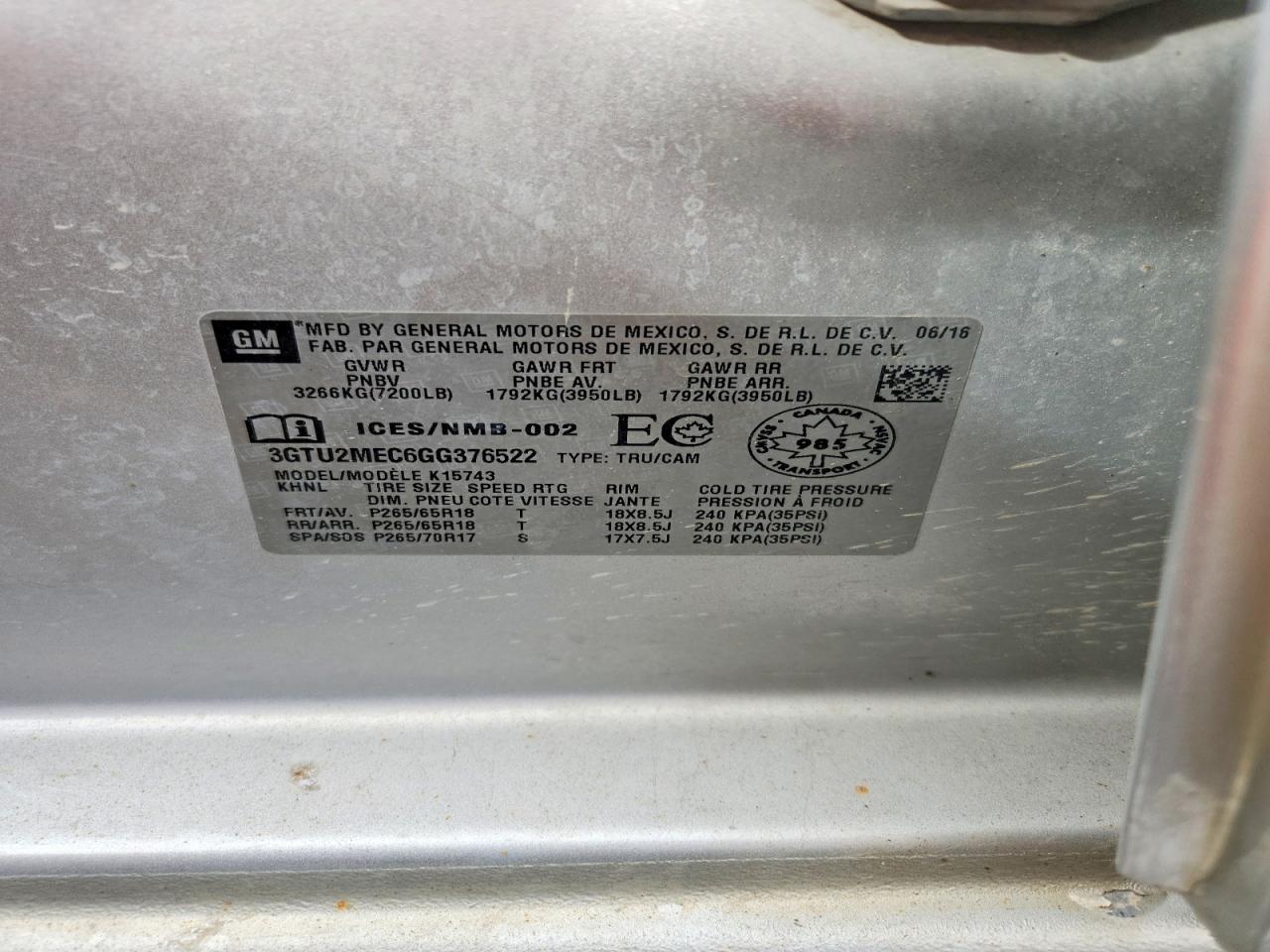 2016 GMC Sierra K1500 SLE