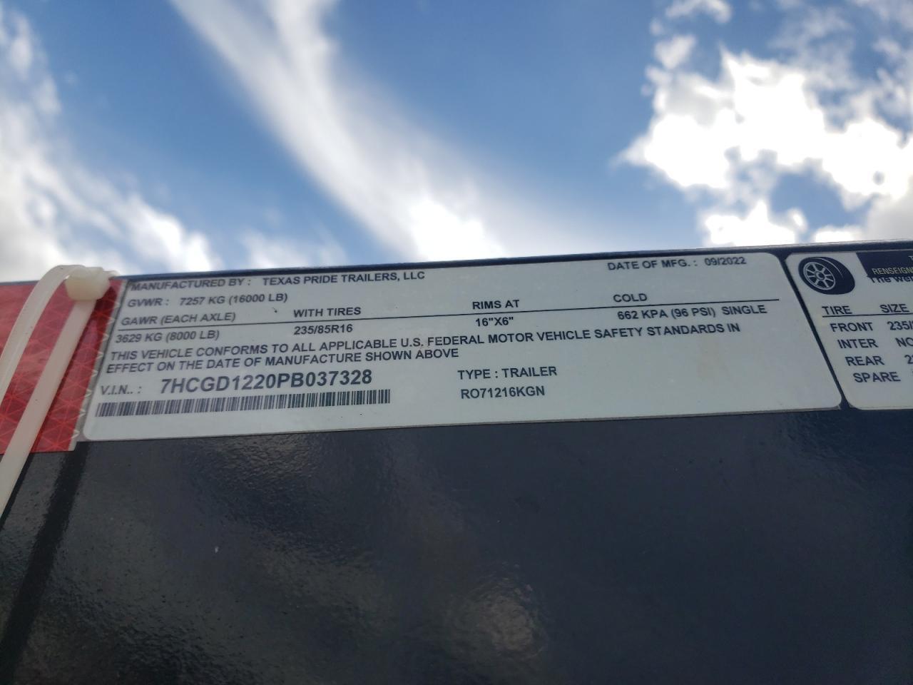 2023 Texas Pride RO71216KGN Dump Trailer