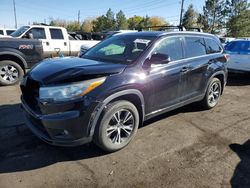 Toyota Highlander salvage cars for sale: 2016 Toyota Highlander XLE