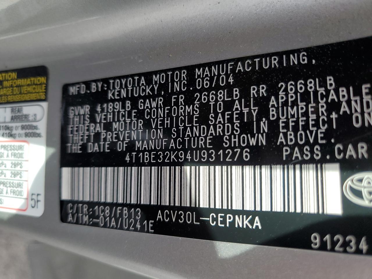 2004 Toyota Camry le