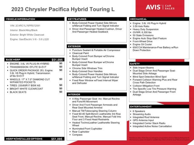 2023 Chrysler Pacifica Hybrid Touring L