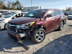 Toyota Highlander salvage cars for sale: 2014 Toyota Highlander Hybrid Limited