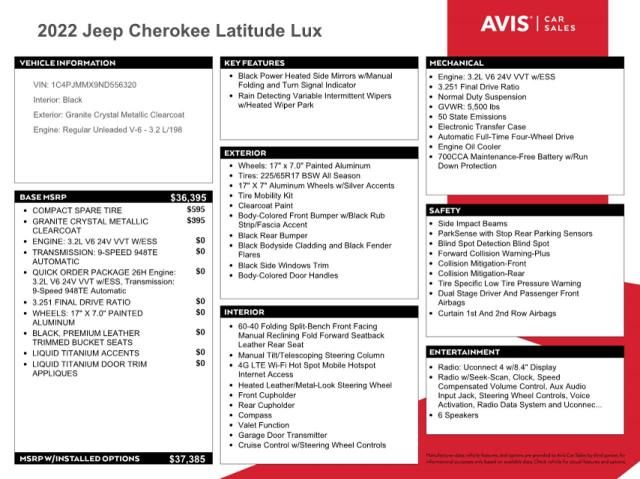 2022 Jeep Cherokee Latitude LUX