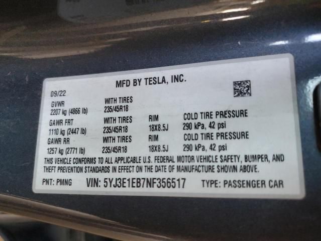 2022 Tesla Model 3