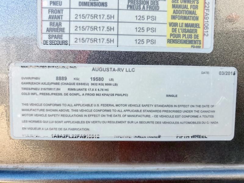 2015 Augusta Travel Trailer