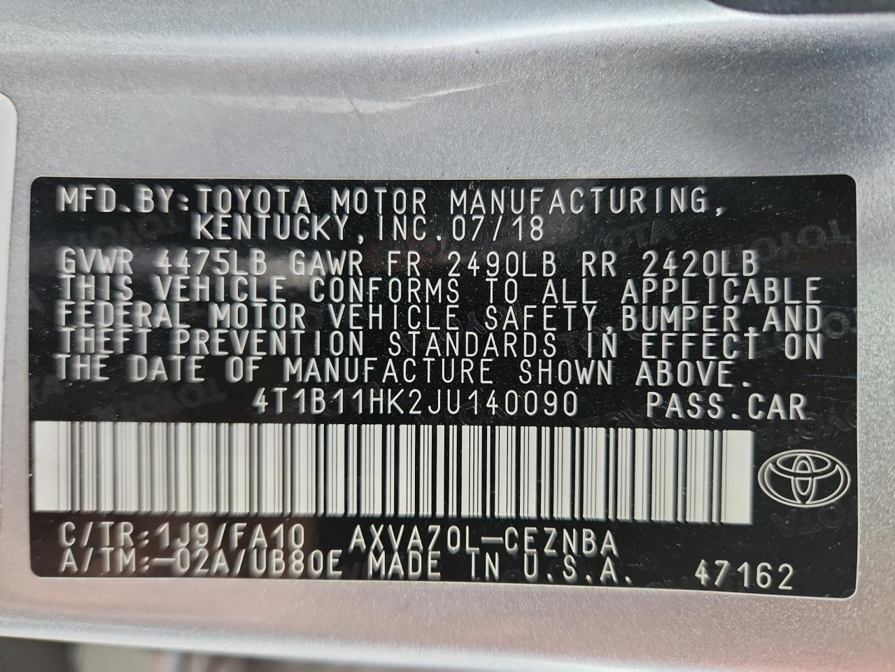2018 Toyota Camry l