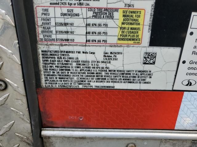 2016 Wells Cargo EW2025 Enclosed Cargo Trailer